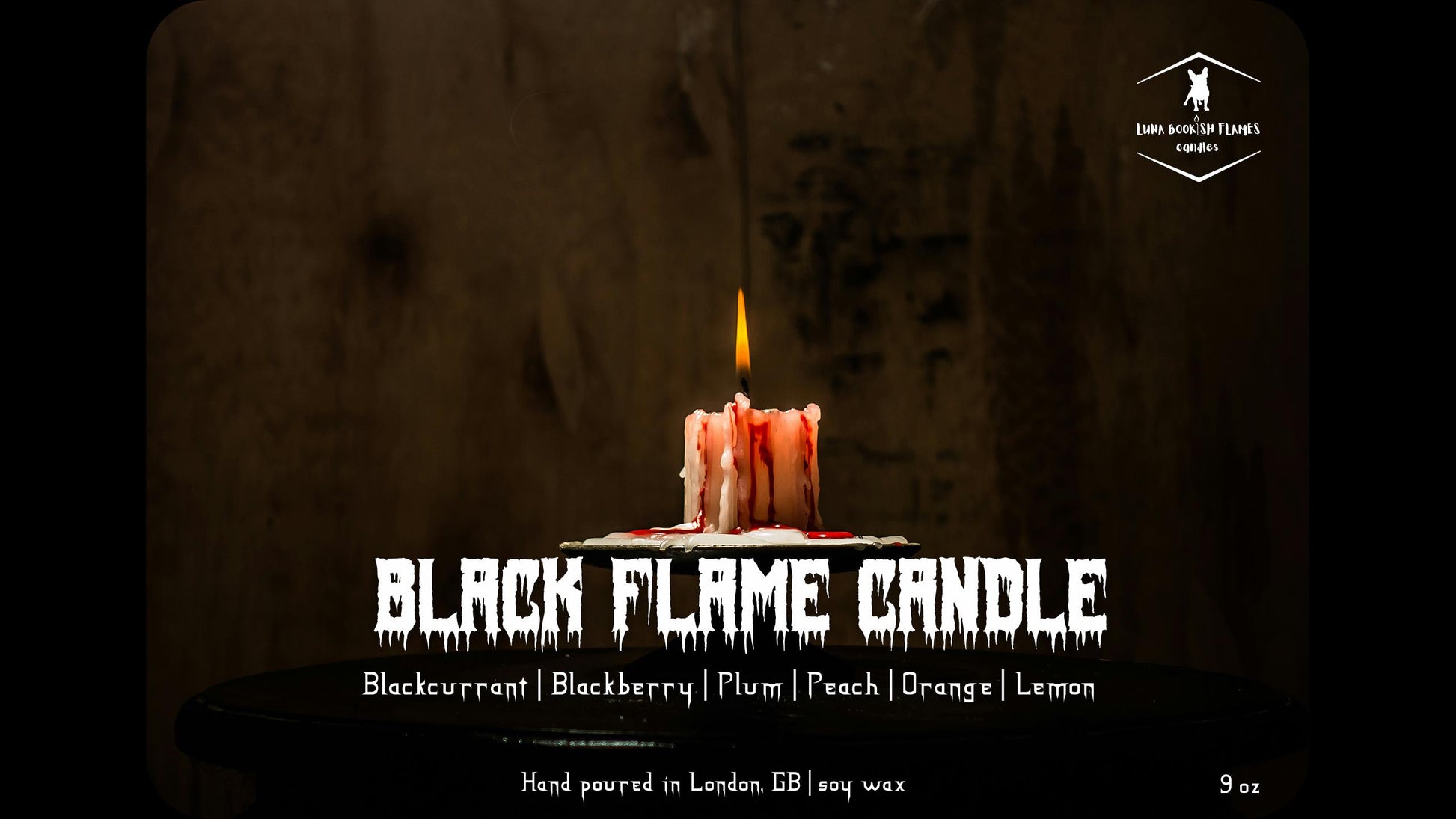 Black Flame Candle | Halloween Candles | Spooky Season | Halloween Decoration | Bookish Candles | Vegan Fragrance Oil - 100 % Soy Wax